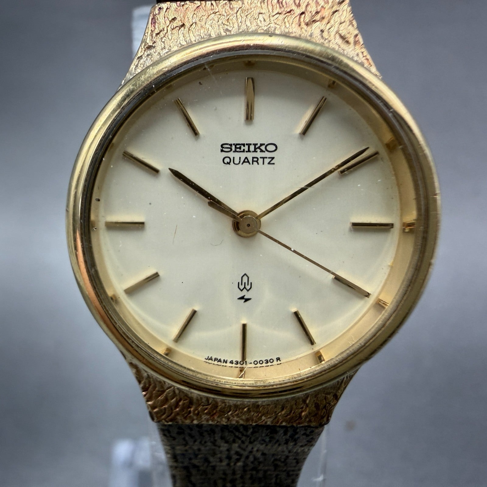 Seiko Watch Women 23mm Champagne Dial Gold Tone Round 4301-0010 New Battery1