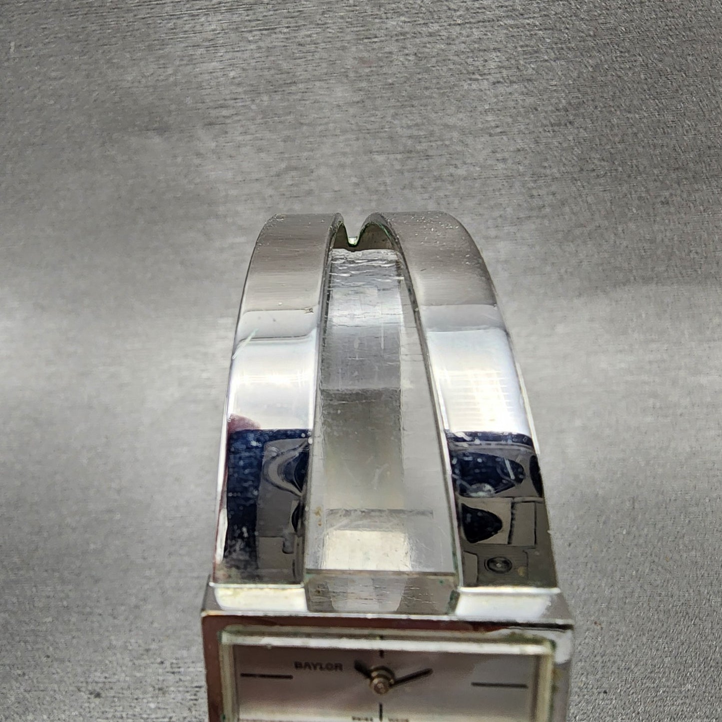 Baylor Watch Women 24mm Silver Dial Silver Tone Rectangle Manual Wind bangle4