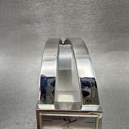 Baylor Watch Women 24mm Silver Dial Silver Tone Rectangle Manual Wind bangle4