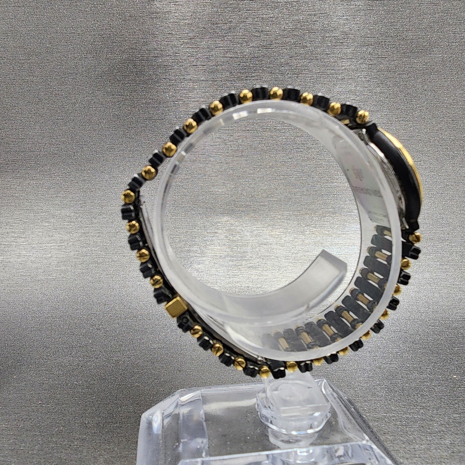VTG Raymond Weil Watch Women 24mm Black Dial Black Gold Tone Round New Battery8