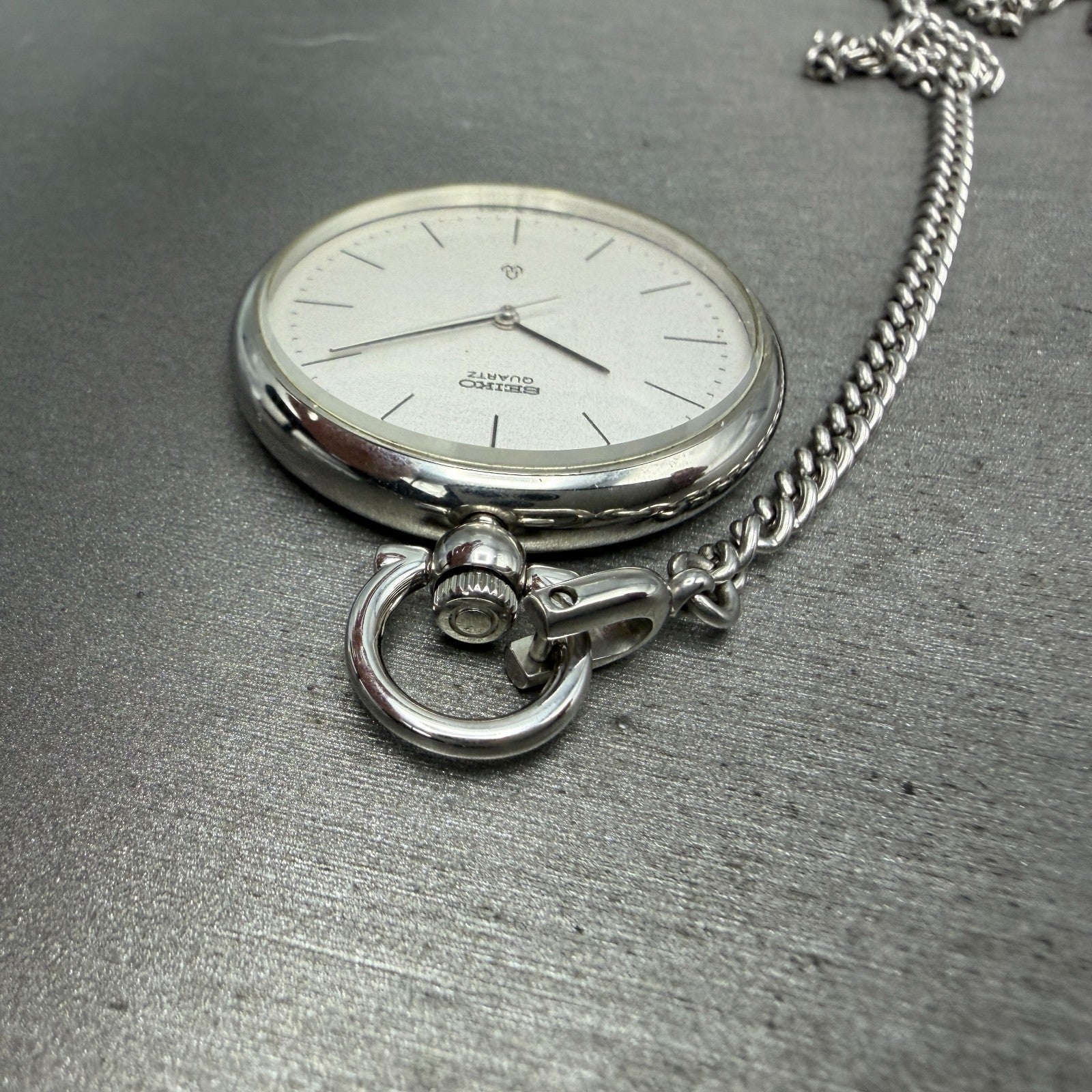 Seiko Pocket Watch Men 37mm Silver Dial Silver Tone Round 2621-0120 New Battery5