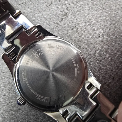 Bulova Watch Women 30mm MOP Dial Silver Tone Gemmed Round 96L116 New Battery10