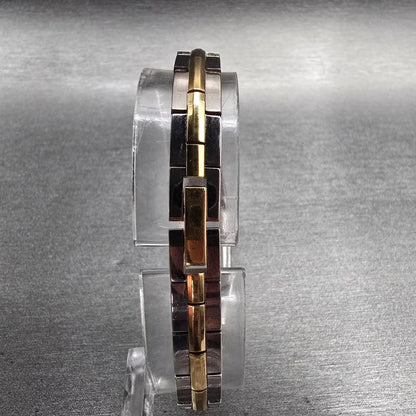 Seiko Watch Women 13mm Black Dial Two Tone Rectangle 2E20-7479 New Battery7