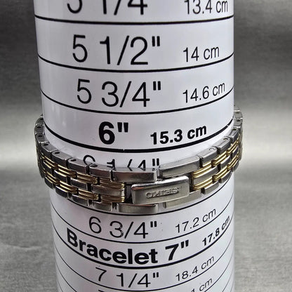 Seiko Tank Watch Women 16mm White Dial Two Tone Rectangle 1N01-0FH0 New Batt9