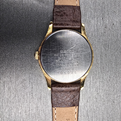 Seiko Watch Women 24mm Black Dial Gold Tone Date Round 7N82-0100 New Battery JP210