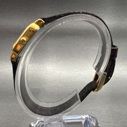 Seiko Watch Women 17mm Gold Dial Gold Tone Rectangle 2Y00-5A00 New Battery6