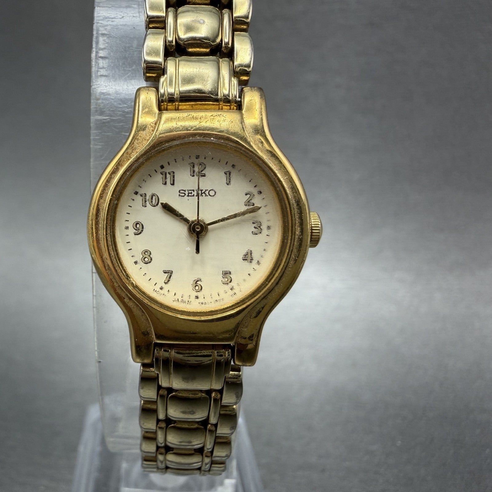 Seiko Watch Women 19mm Cream Dial Gold Tone Round 1N010K30 New Battery0