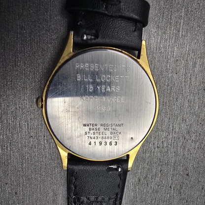 Seiko Watch Men 33mm Champagne Dial Gold Tone Daydate Round 7N43-8A89 New Batt10