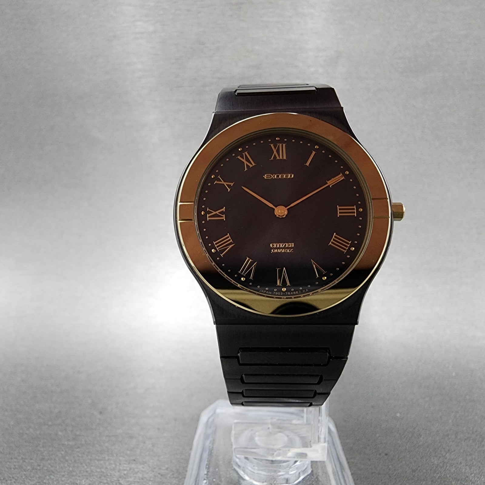 Citizen Exceed Watch Men 32mm Black Dial Two Tone Round 7903781431 New Batt NOS5