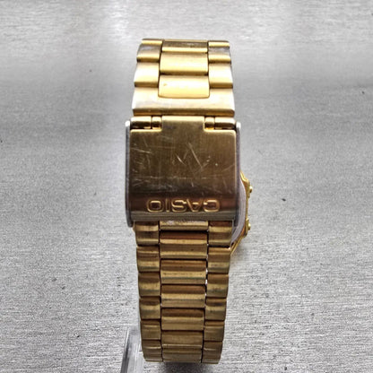 Casio Illuminator A168 Watch Men 35mm Gold Dial Gold Tone Chrono Alarm New Batt7