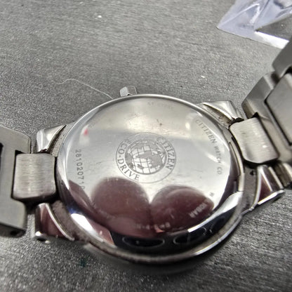 Citizen Eco-Drive Watch Women 26mm MOP Dial Steel Date Gems E011-S070074 Runs9