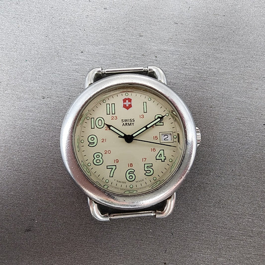 Victorinox Swiss Army Cavalary Watch Men 37mm Cream Dial Steel Date PARTS0
