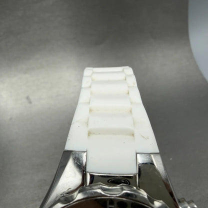 Michele Tahitian Chronograph Watch Women 40mm White Dial Steel Date New Battery4