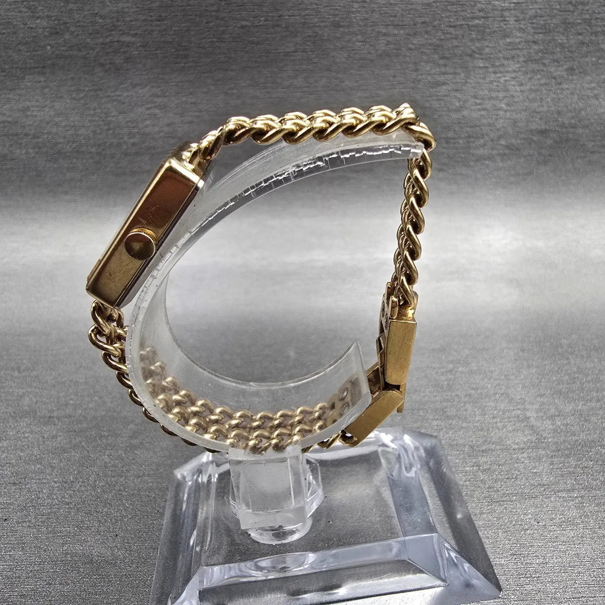 Seiko Watch Women 12mm Champagne Dial Gold Tone Rectangle 1320-5250 New Battery6