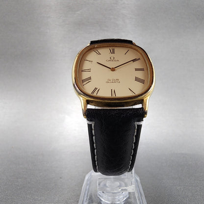 Omega De Ville Tank Watch Men 30mm Cream Dial Gold Plated 191.0132 New Batttery5