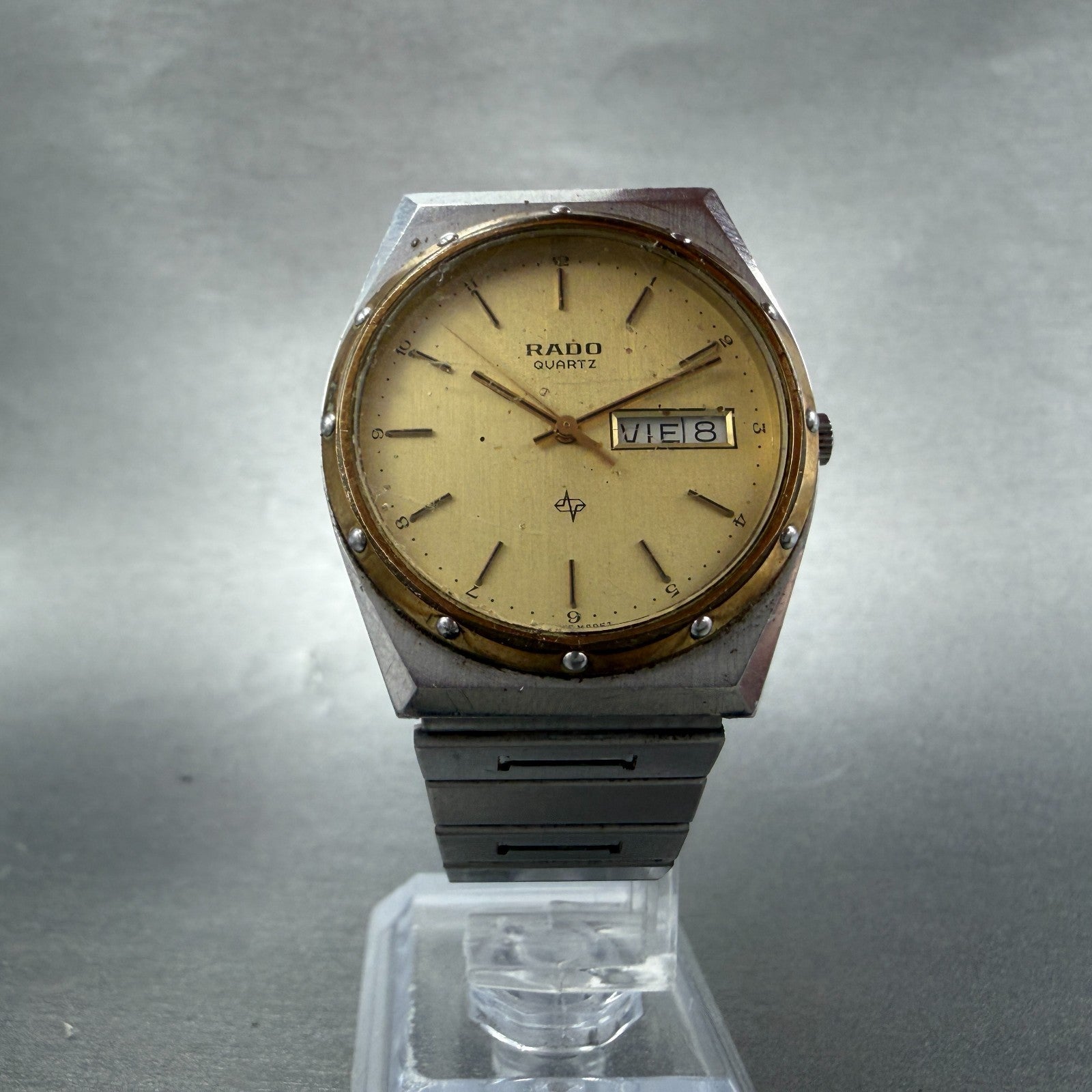 Rado Watch Men 33mm Champagne Dial Two Tone Daydate Round 114.3241.2 New Battery5