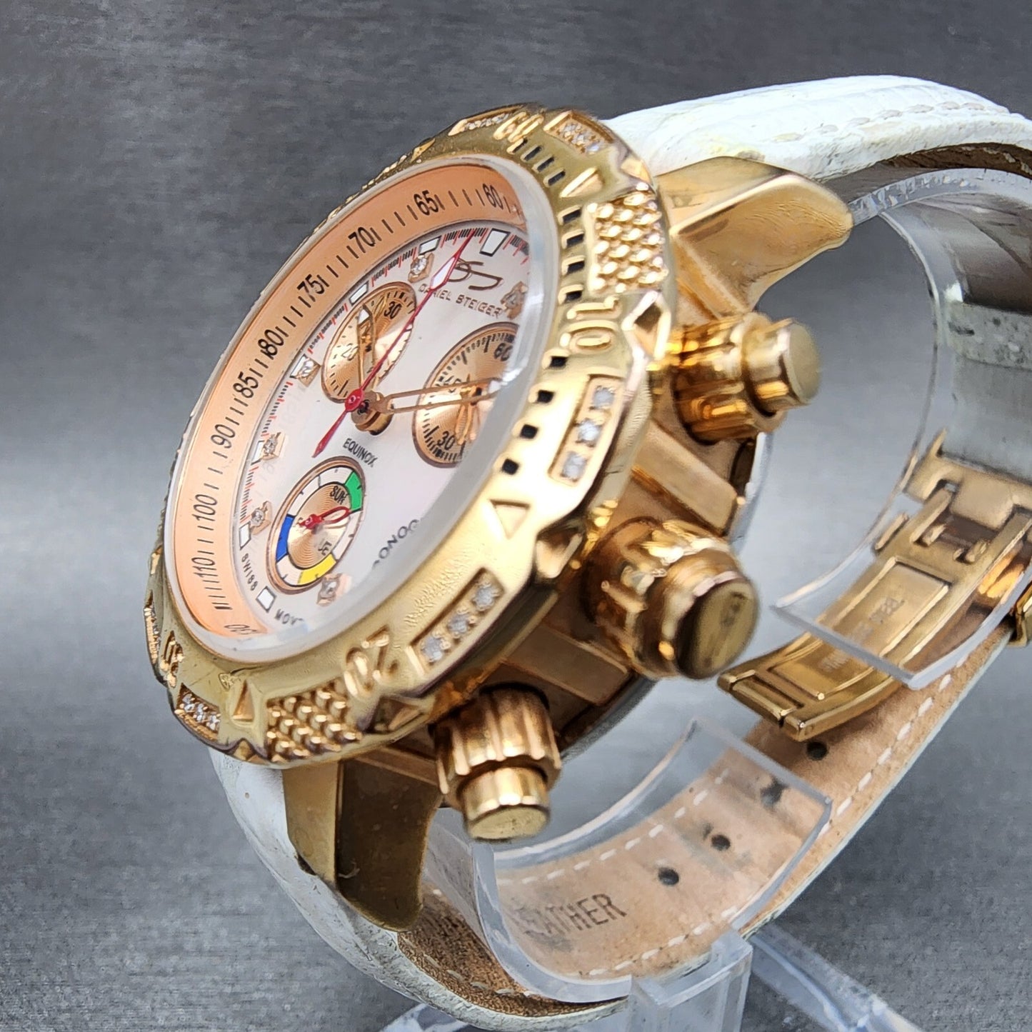 Daniel Steiger Equinox Chronograph Watch Women 36mm MOP Dial Rose Gold New Batt2