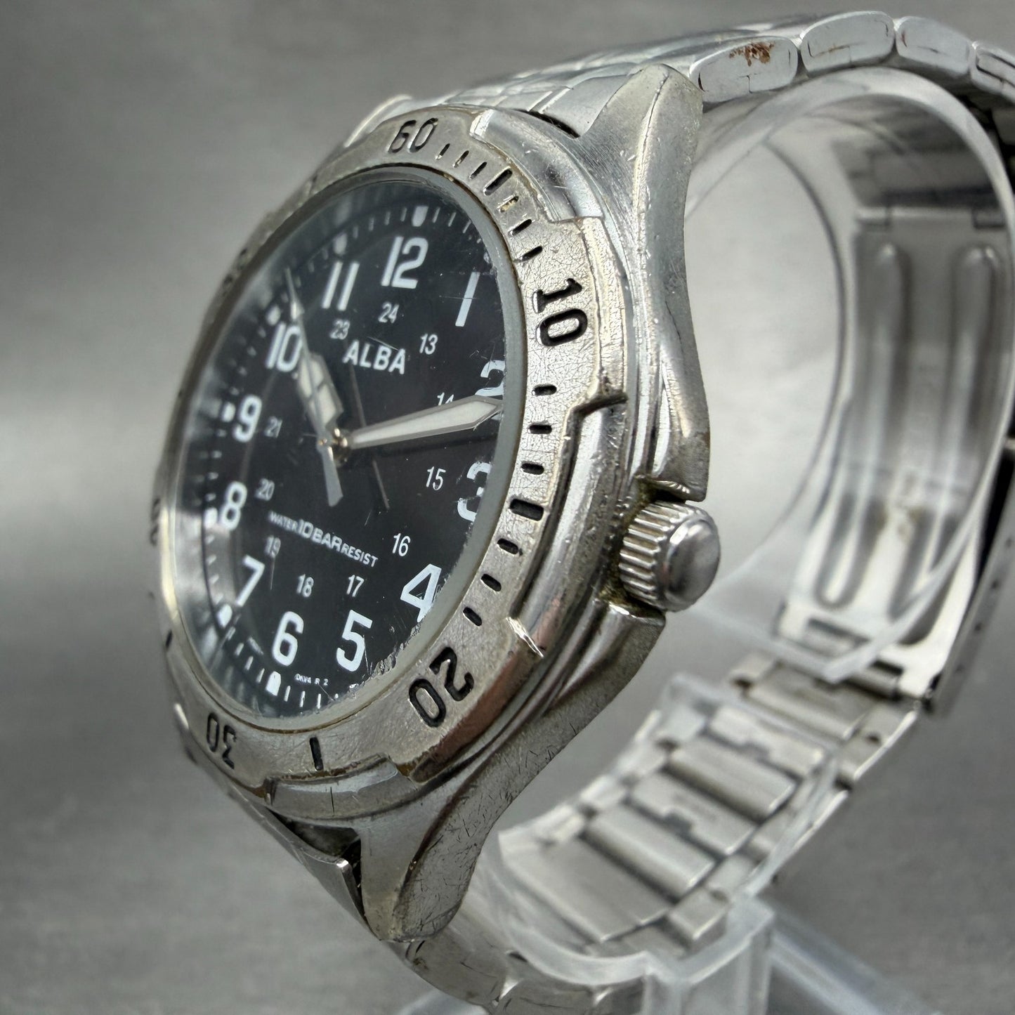 Seiko ALBA Field Watch Men 36mm Black Dial Silver Tone Round V501-0DA0 New Batt2