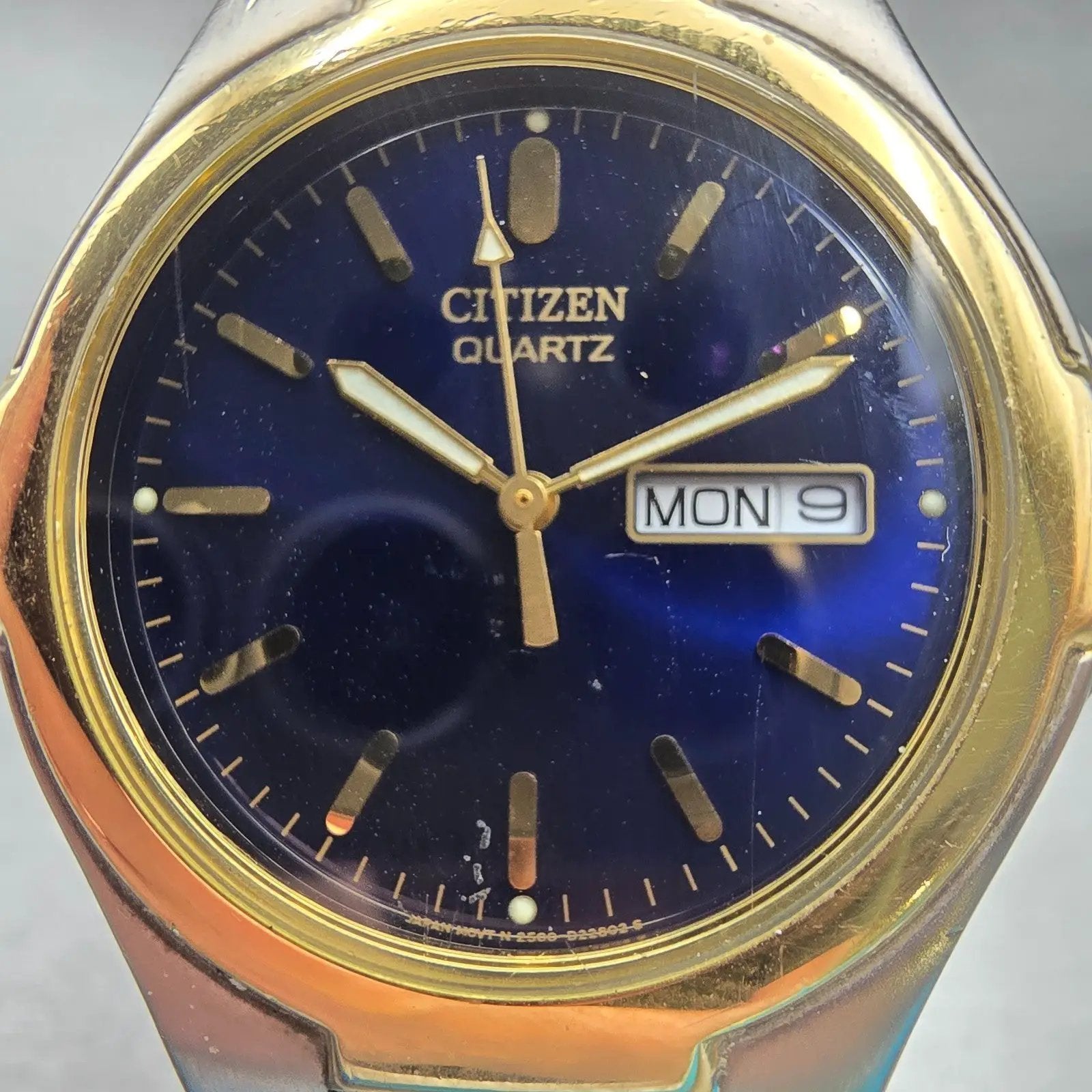 Citizen Watch Men 36mm Blue Dial Two Tone Daydate Round 2500-S89326 New BatteryG1