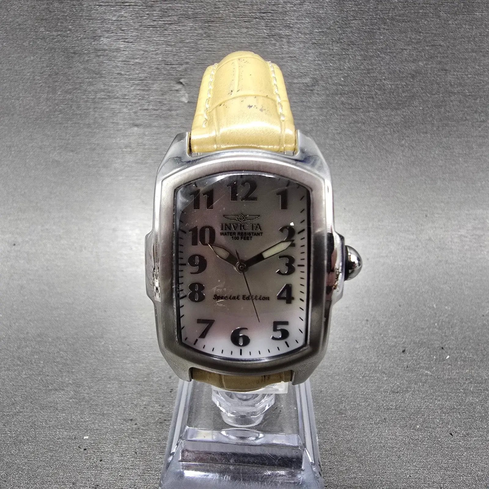 Invicta Lupha Watch Women 29mm MOP Dial Silver Tone Rectangle 0441 New BatteryKL0