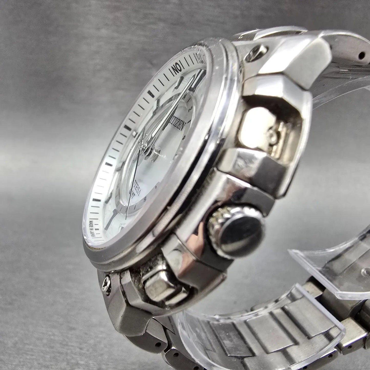 Citizen Eco-Drive Attesa GMT Watch Men 44mm White Dial Titanium Atomic Date READ3
