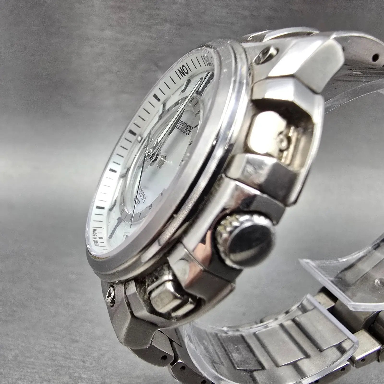 Citizen Eco-Drive Attesa GMT Watch Men 44mm White Dial Titanium Atomic Date READ3
