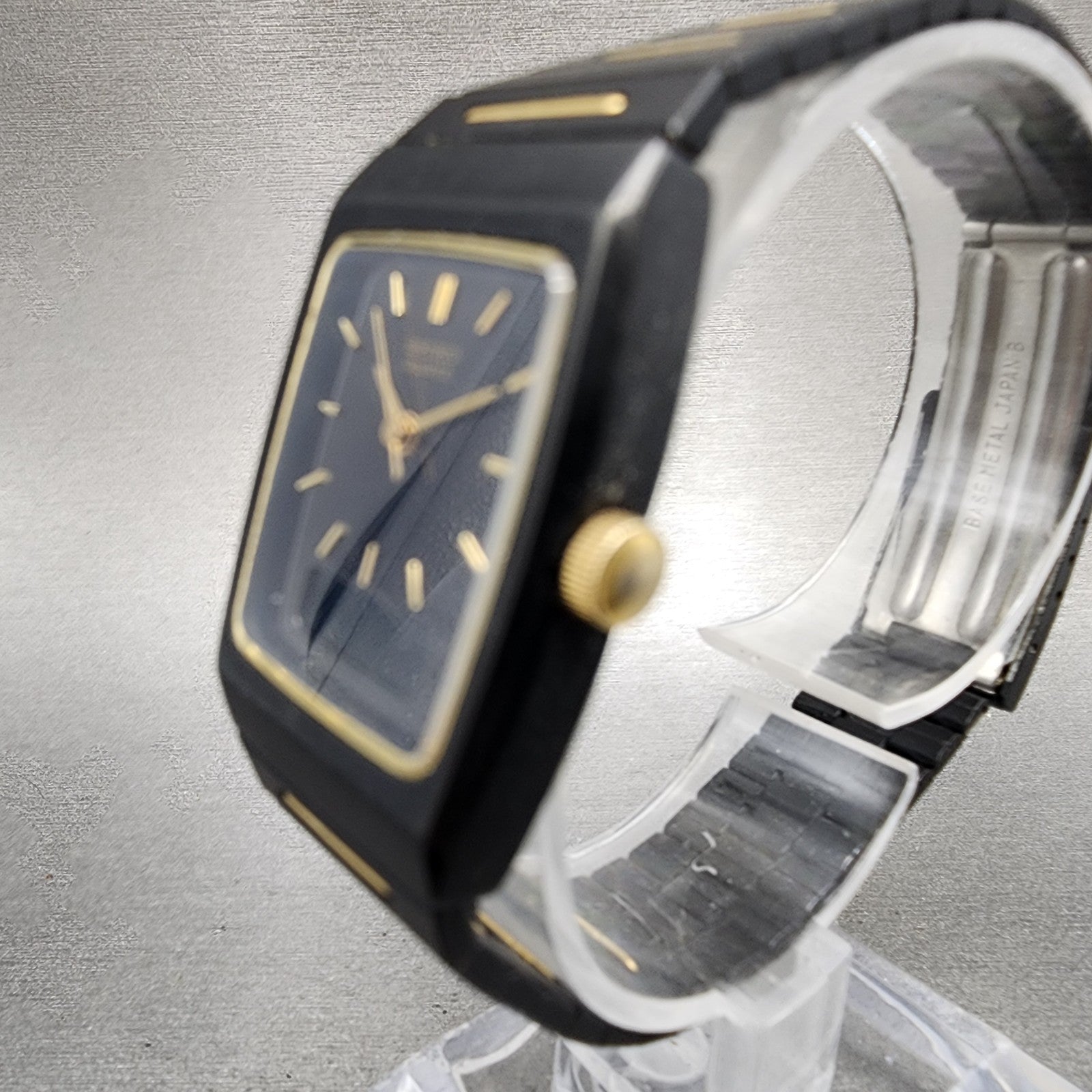 Seiko Watch Women 22mm Analgo Digital Black Tone Rectangle E0295619 New Battery2