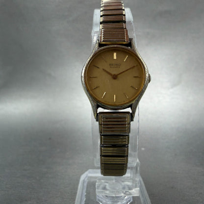 Seiko Watch Women 20mm Champagne Dial Gold Tone Round 2320-0179 New Battery VTG5