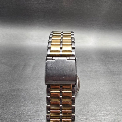 Seiko SX Watch Men 34mm White Dial Two Tone Round V701-6J60 New Battery VintageL7