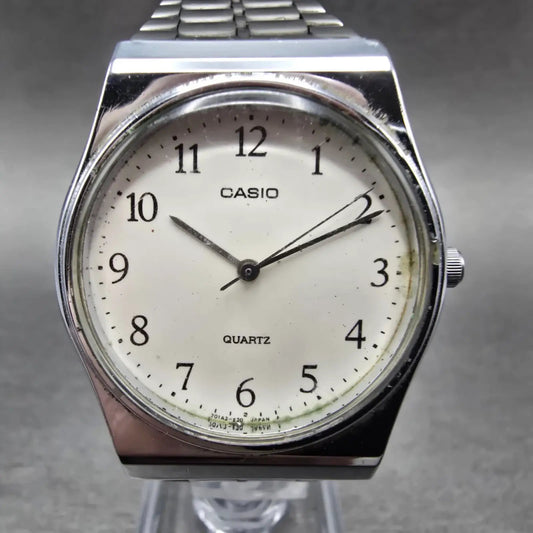 Casio MQ-336 Watch Men 33mm White Dial Silver Tone Round New Battery Vintage JP0