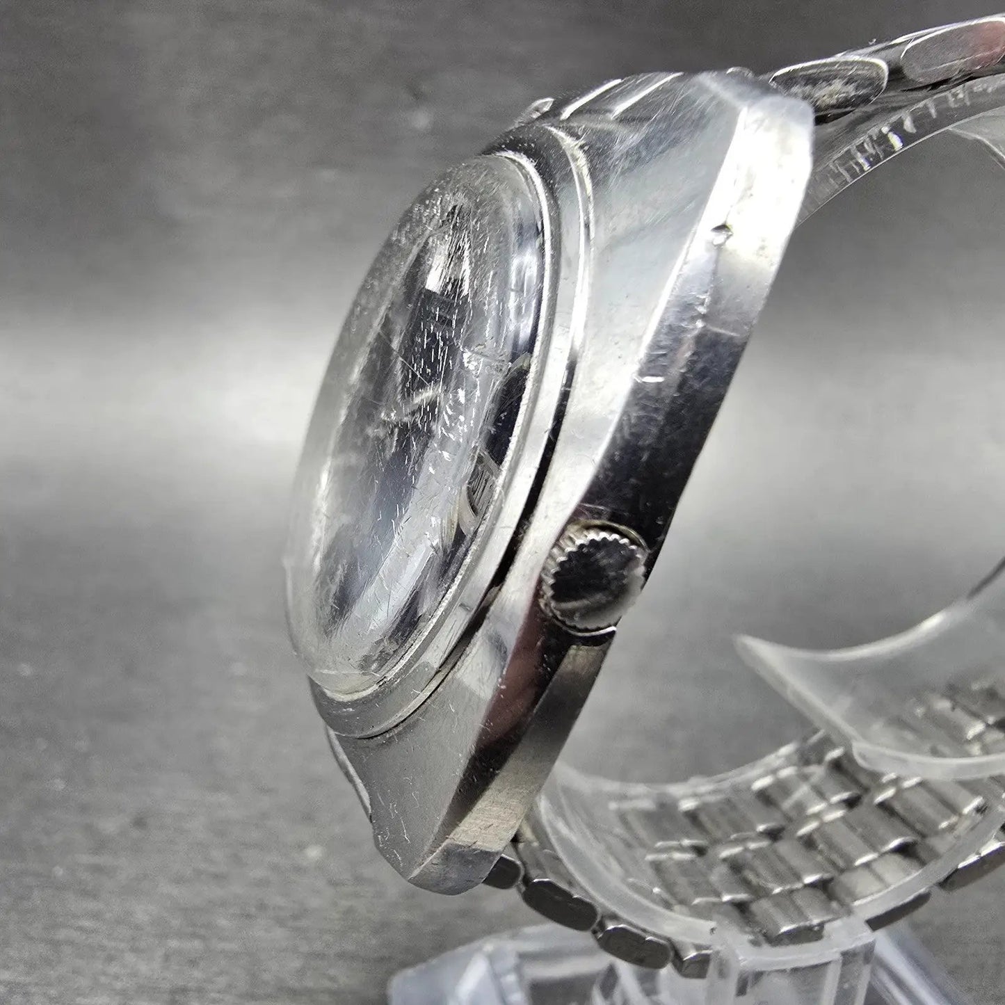 Seiko Automatic Watch Men 39mm Blue Dial Silver Tone Daydate 7006-7007 Runs VTG2