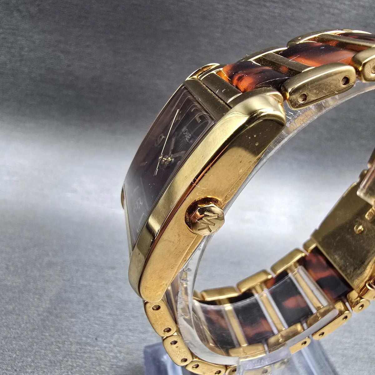 Michael Kors Tortoise Watch Women 29mm Brown Dial Gold Tone Date MK4242 New Batt2
