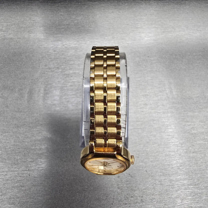 Seiko SX Watch Women 19mm Champagne Dial Gold Tone Round V401-0091 New Battery G4