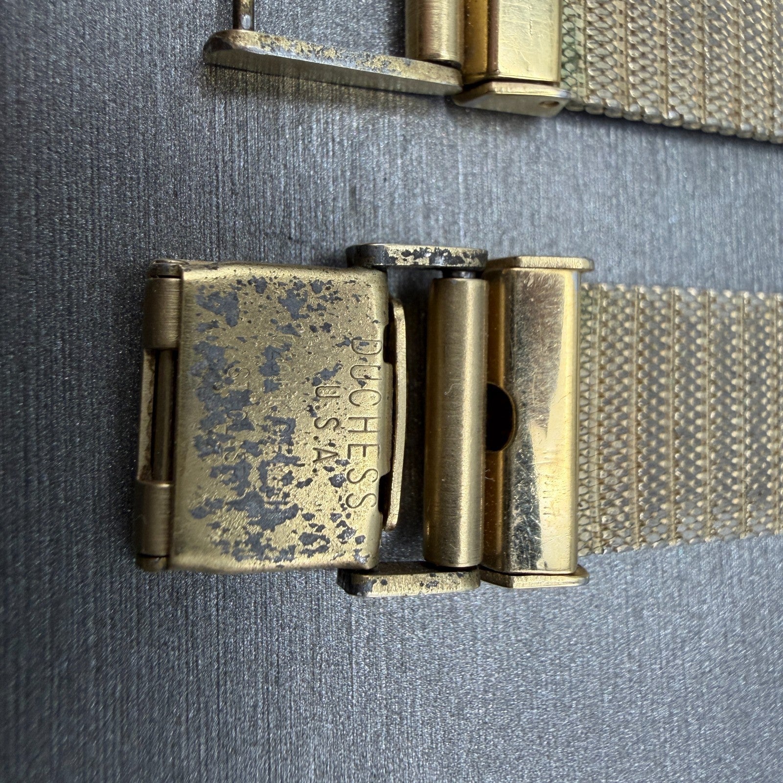 Longines Bracelet 21mm Gold Tone Mesh Duchess USA Vintage Two Piece8