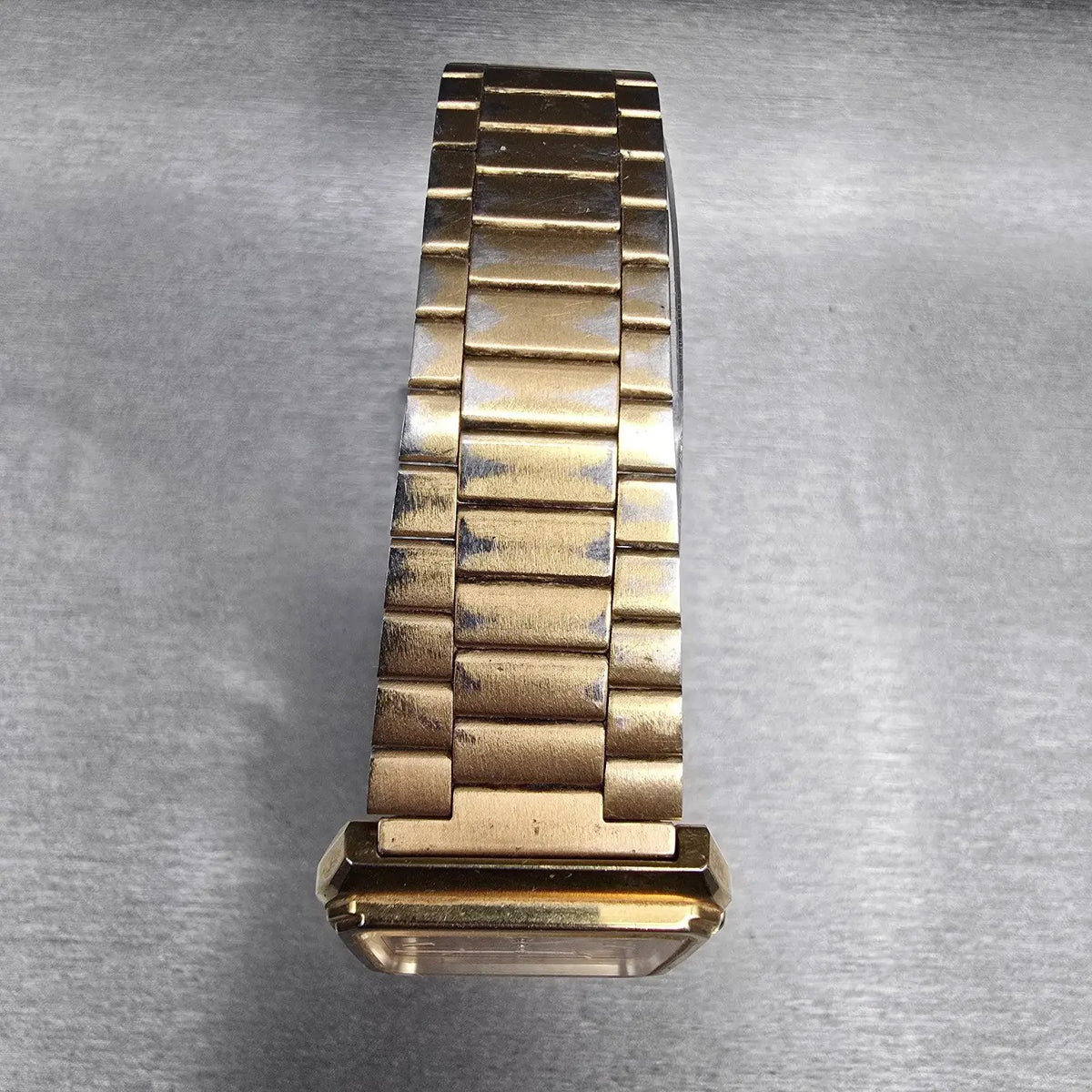 Seiko Tank Watch Men 27mm Gold Dial Gold Tone Rectangle 6531-5129 New Battery5