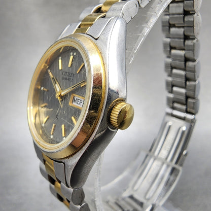 Citizen CQ Watch Women 24mm Gray Dial Two Tone Daydate 6000K04069 New Battery2