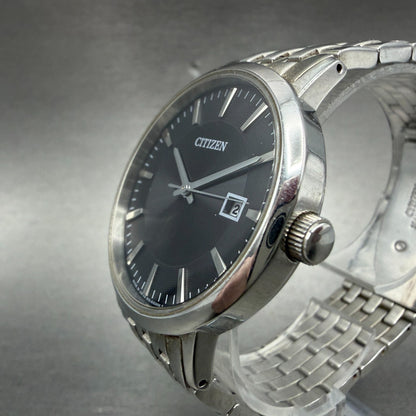 Citizen Eco-Drive Watch Men 37mm Black Dial Silver Tone Date E111-S067901 Works2