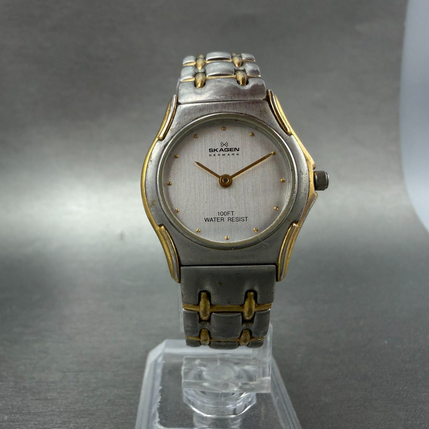 Skagen Watch Women 26mm Silver Dial Two Tone Round Q99SGX New Battery VTG5
