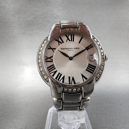 Raymond Weil Jasmine Watch Women 35mm White Dial Steel Diamond Bezel Date Works5