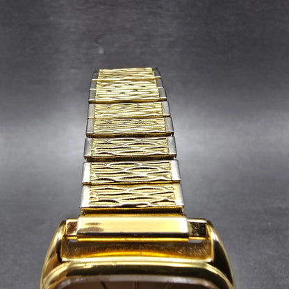 Seiko Ana Digi Watch Men 29mm Gold Dial Gold Tone Rectangle H601-5430 PARTS VTG5