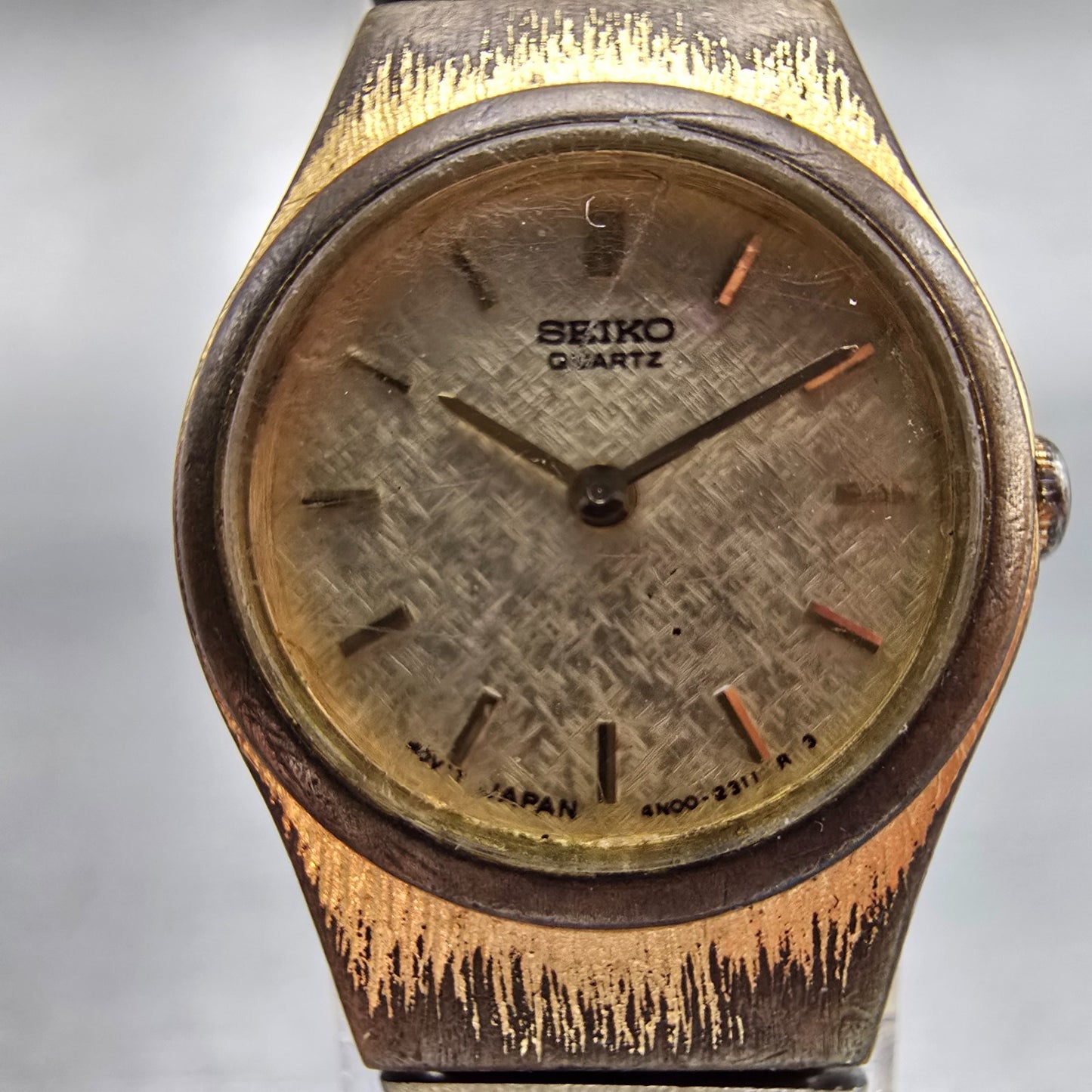 Seiko Watch Women 19mm Champagne Dial Gold Tone Round 4N00-0661 New Battery VTG1