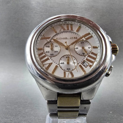 Michael Kors Camile Chrono Watch Women 43mm White Dial Two Tone Date MK-5653 ABC5