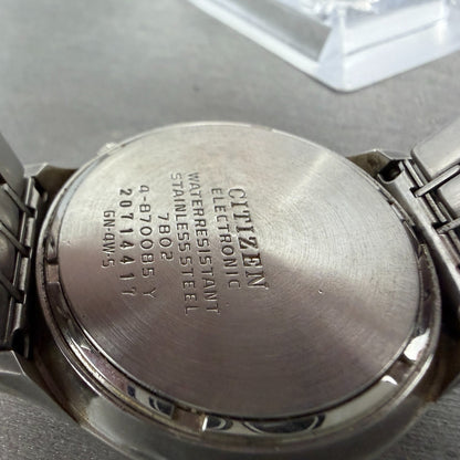 Citizen Electronic Cosmotron Watch Men 38mm Silver Dal Steel Daydate New Battery9