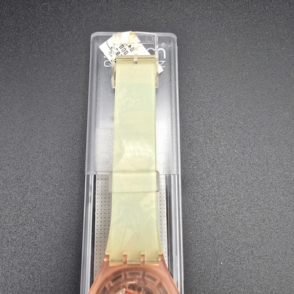 Swatch Masquerade Watch Men 34mm White Dial Pink Case GP105 New Battery NOS 3239