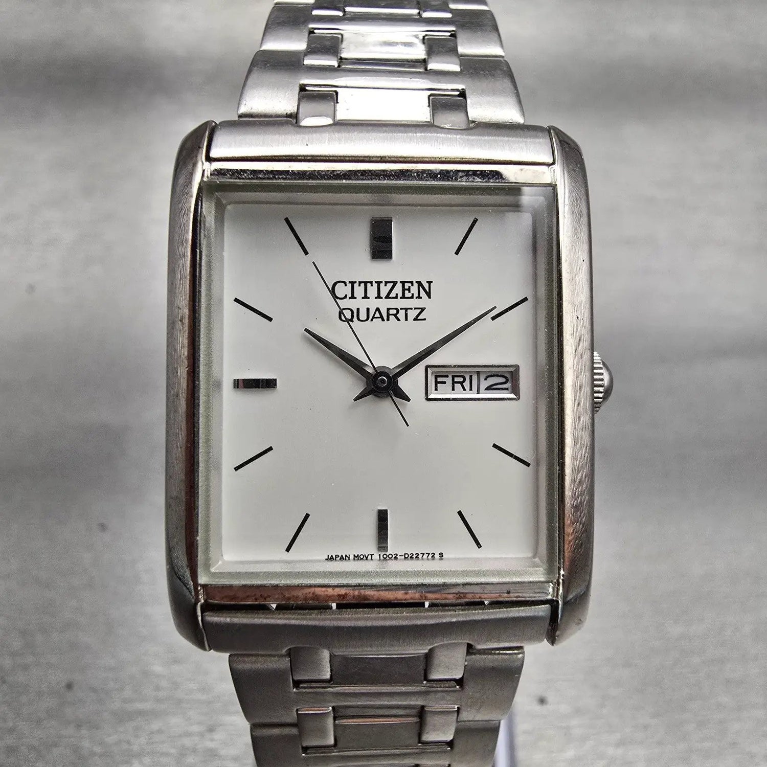 Citizen Watch Men 25mm Silver Dial Silver Tone Daydate 1002-S99302 New Battery0