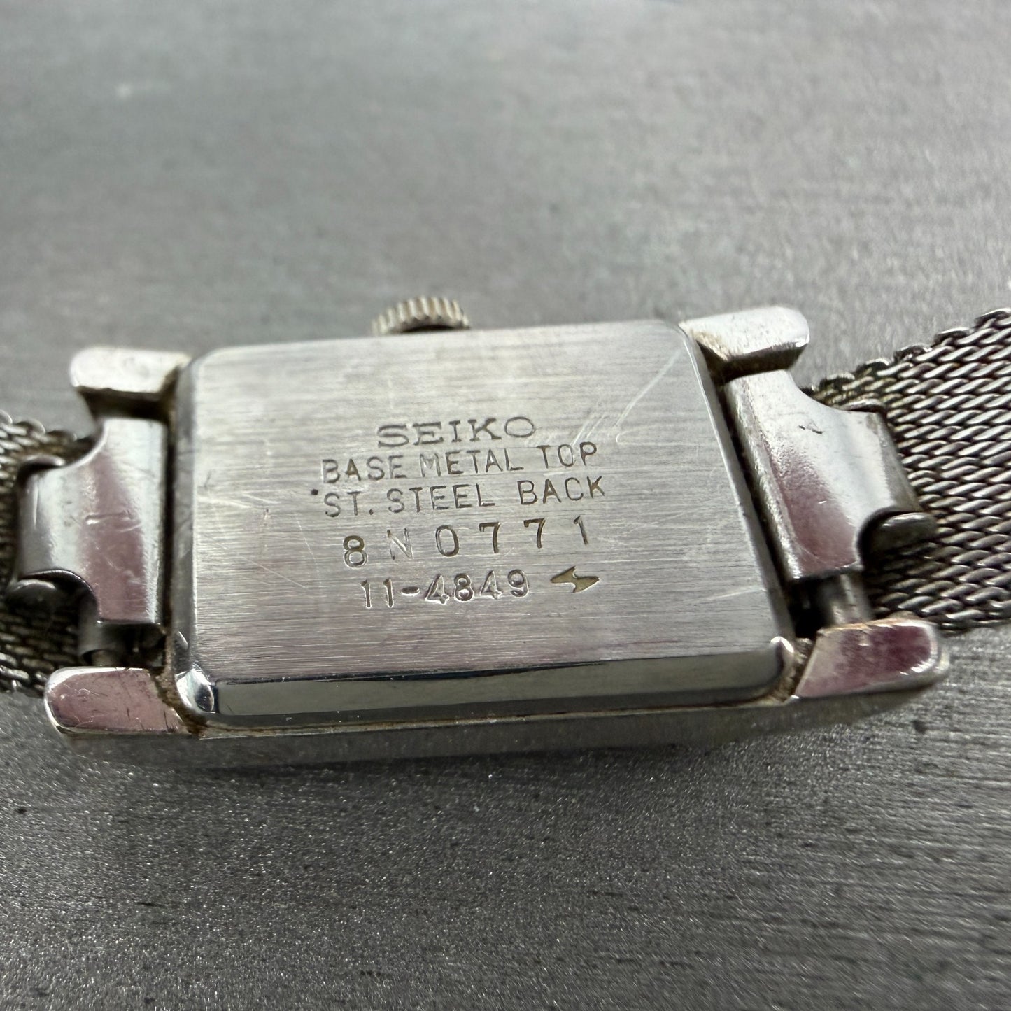 Seiko Tank Watch Women 15mm Brown Dial Silver Tone Rectangle Manual 11-4849 Runs9