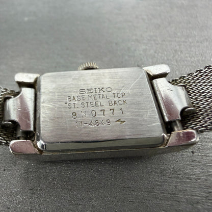 Seiko Tank Watch Women 15mm Brown Dial Silver Tone Rectangle Manual 11-4849 Runs9
