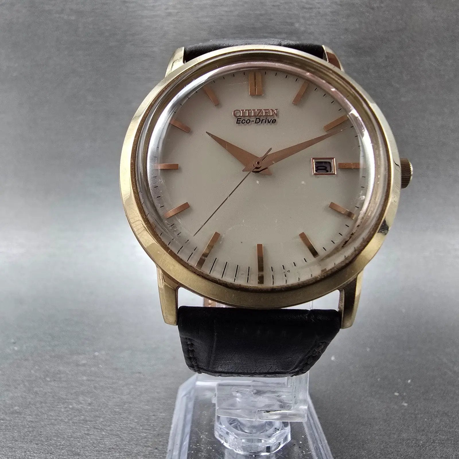Citizen Eco-Drive Watch Men 40mm White Dial Rose Gold Tone Date E111-S079748 Run5