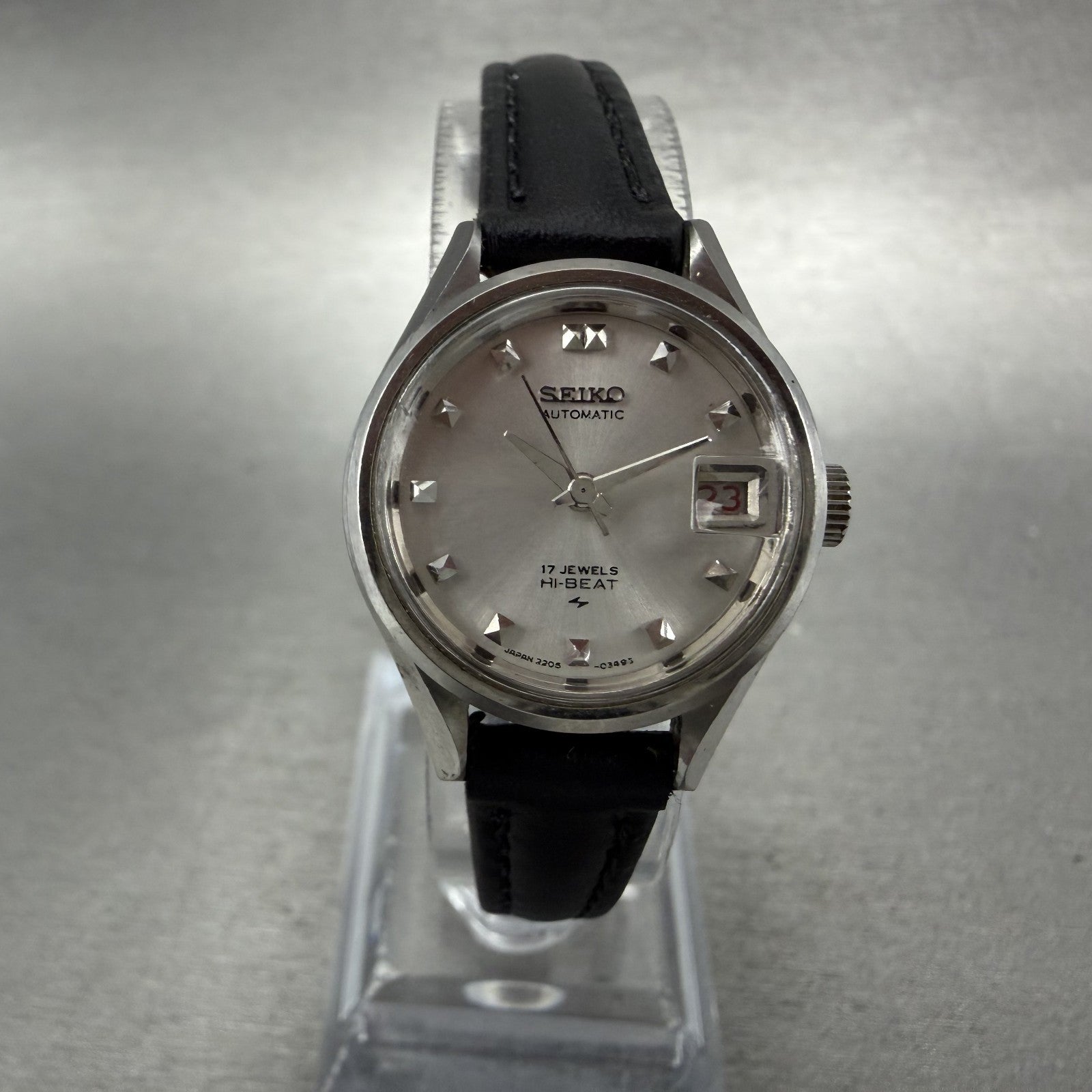 Seiko Automatic Watch Women 23mm Silver Dial Silver Tone Date 2205-0250 Runs0