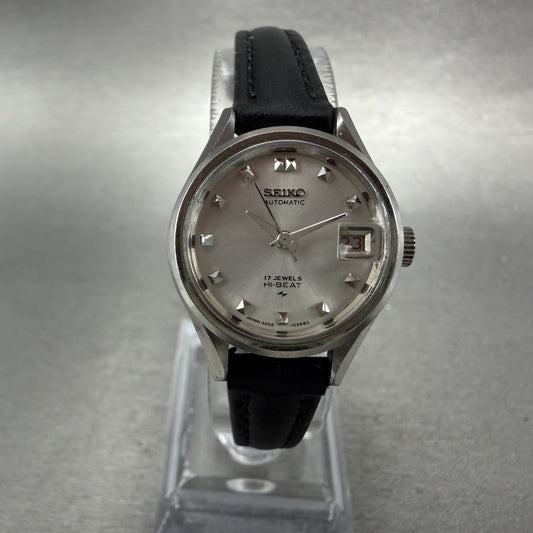 Seiko Automatic Watch Women 23mm Silver Dial Silver Tone Date 2205-0250 Runs0